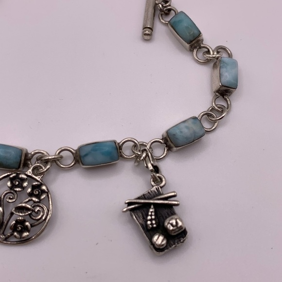 Lovely 925 Sterling Silver Larimar charm bracelet - Picture 3 of 7